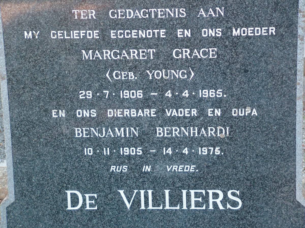 VILLIERS Benjamin Bernhardi, de 1905-1975 &amp; Margaret Grace YOUNG 1906-1965