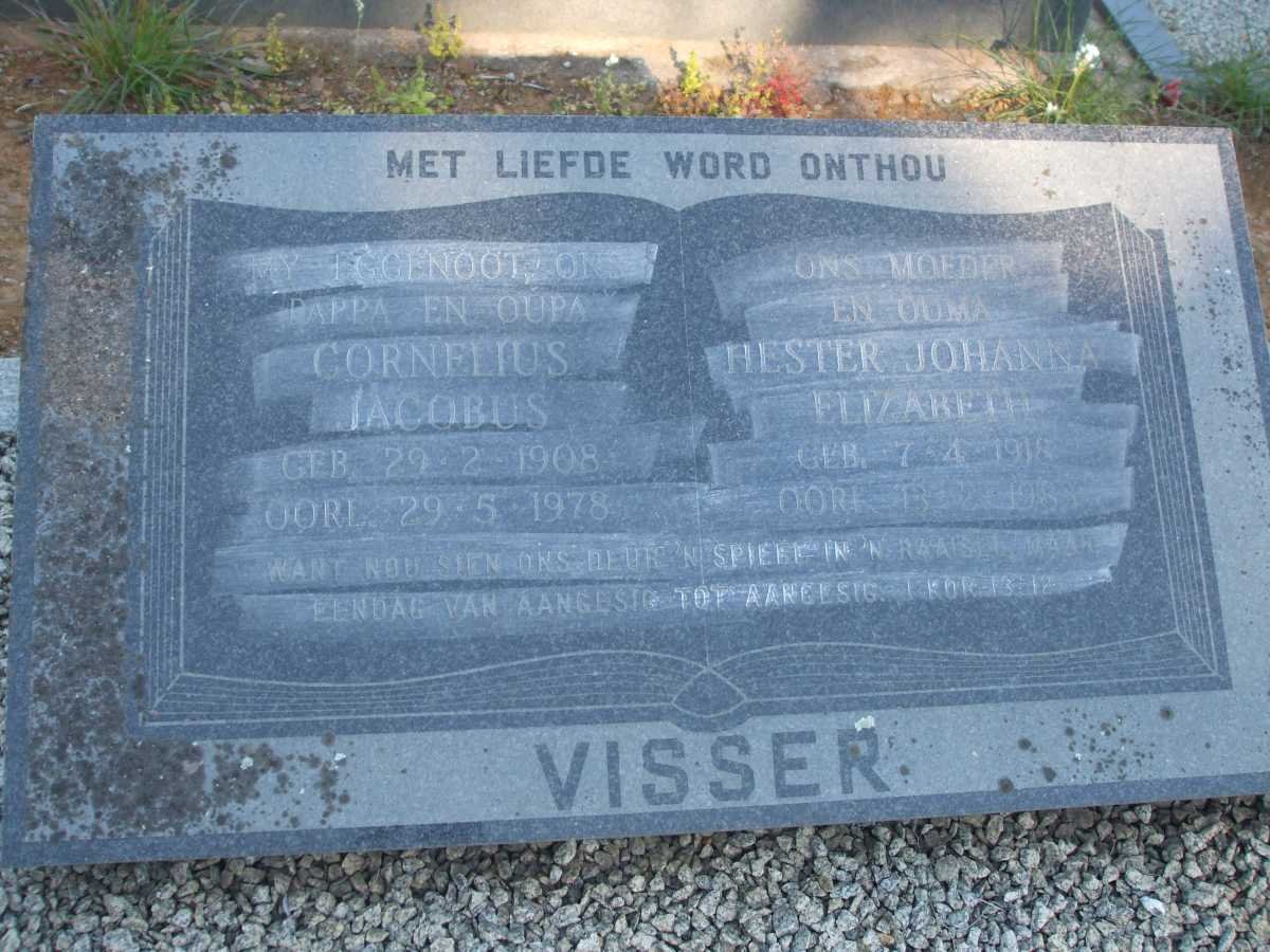 VISSER Cornelius Jacobus 1908-1978 &amp; Hester Johanna Elizabeth 1918-1983