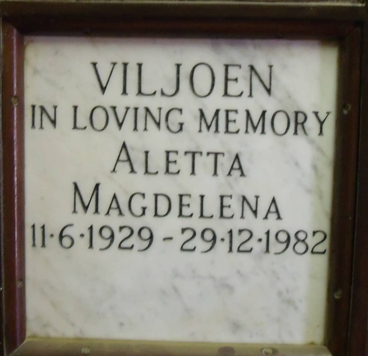 VILJOEN Aletta Magdelena 1929-1982