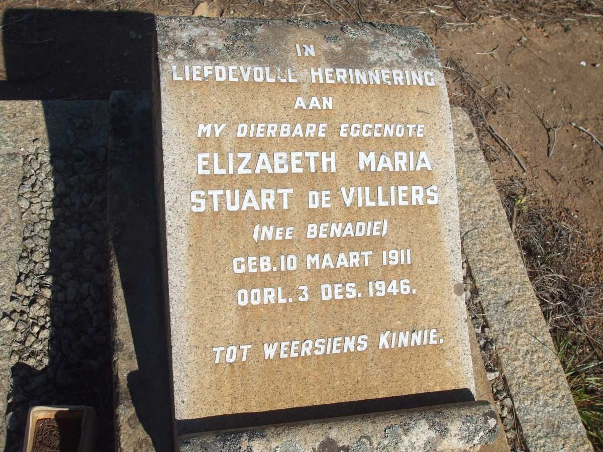 VILLIERS Elizabeth Maria Stuart, de nee BENADIE 1911-1946