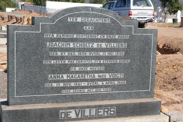 VILLIERS Joachim Scholtz, de 1858-1939 &amp; Anna Magaretha VOIGT 1861-1948