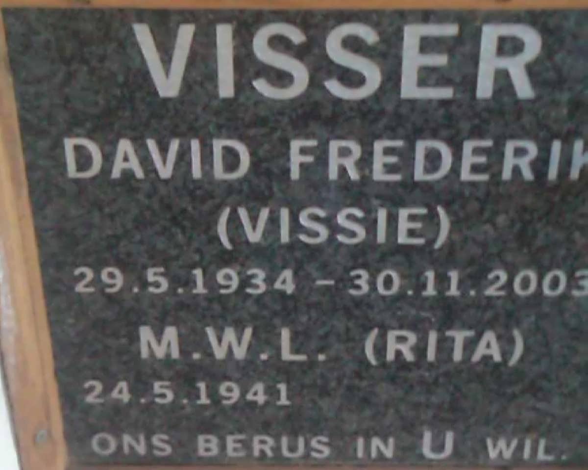 VISSER David Frederik 1934-2003 &amp; M.W.L. 1941-
