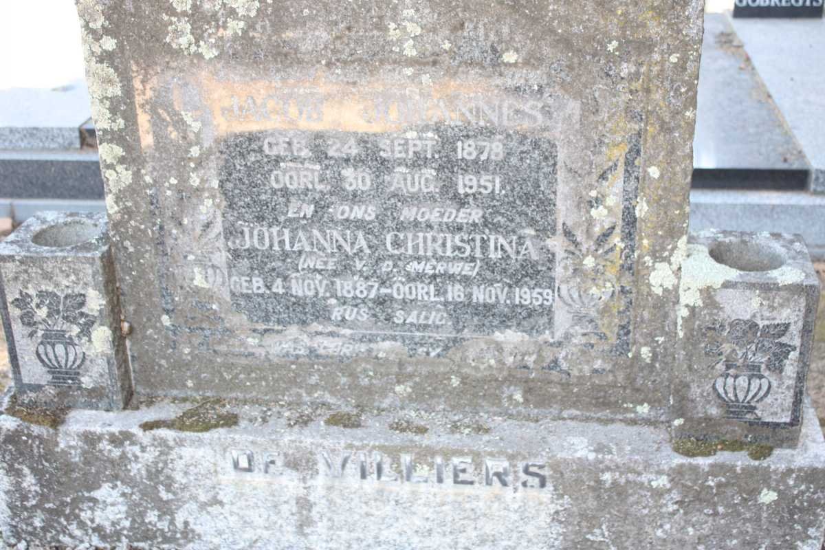 VILLIERS Jacob Johannes, de 1878-1951 &amp; Johanna Christina V.D.MERWE 1887-1959