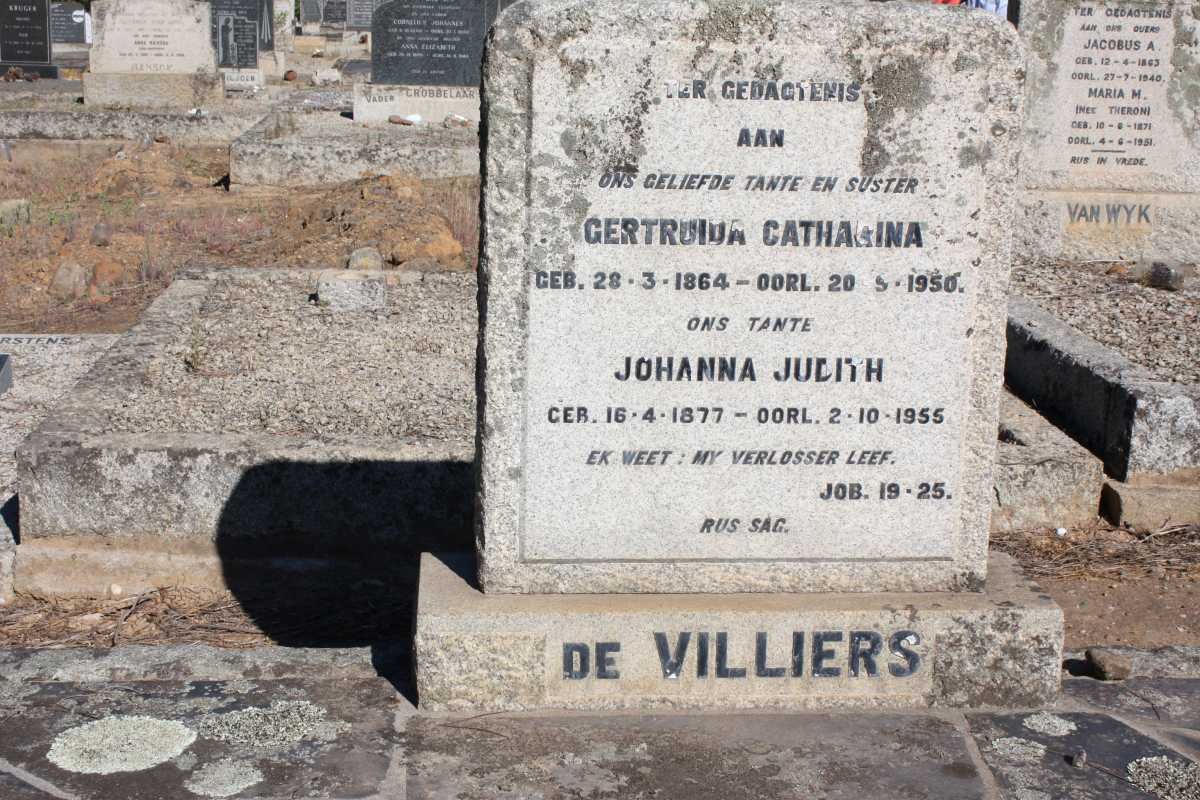 VILLIERS Gertruida Catharina, de 1864-1950 :: DE VILLIERS Johanna Judith 1877-1955
