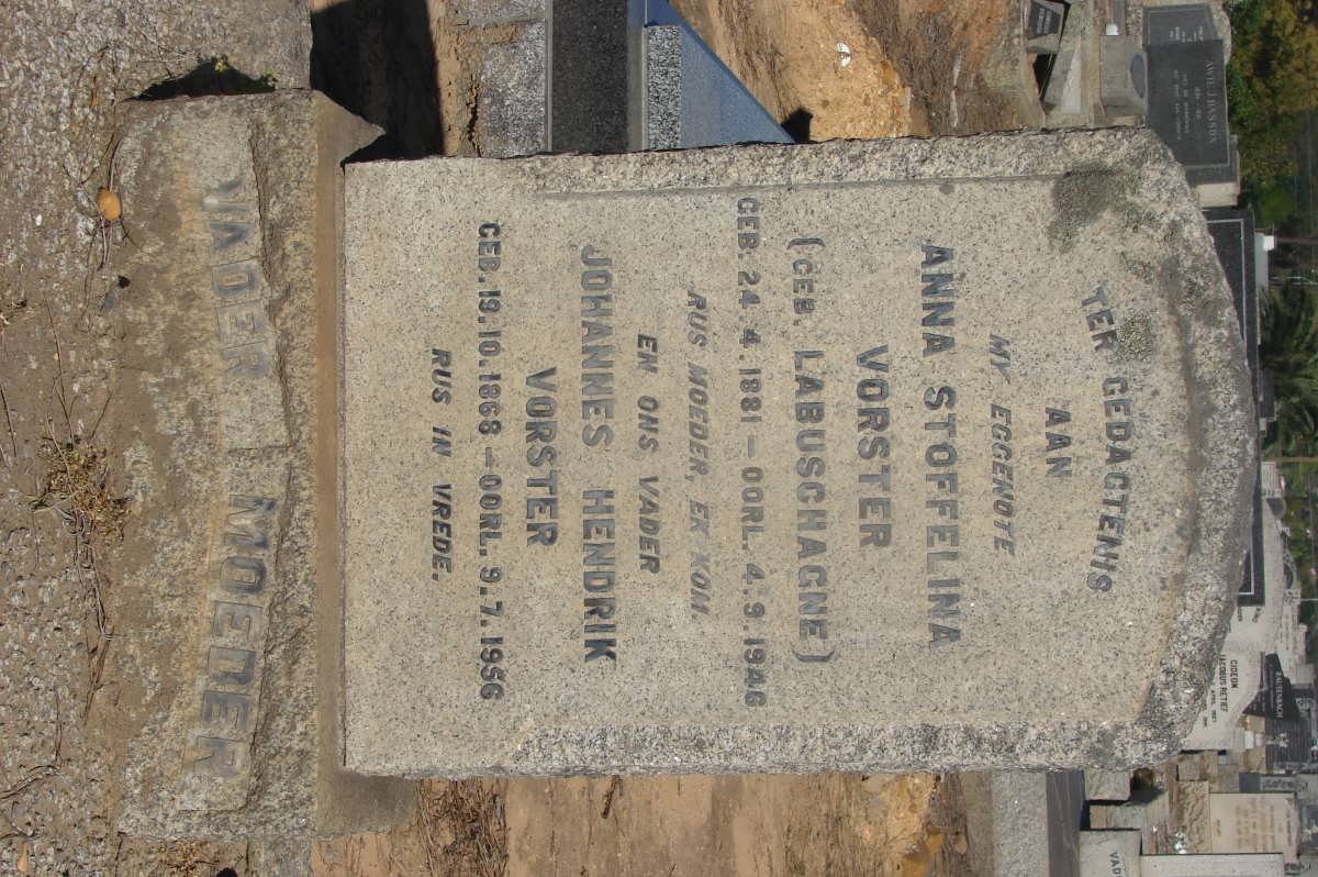 VORSTER Johannes Hendrik 1868-1956 &amp; Anna Stoffelina LABUSCHAGNE 1881-1946