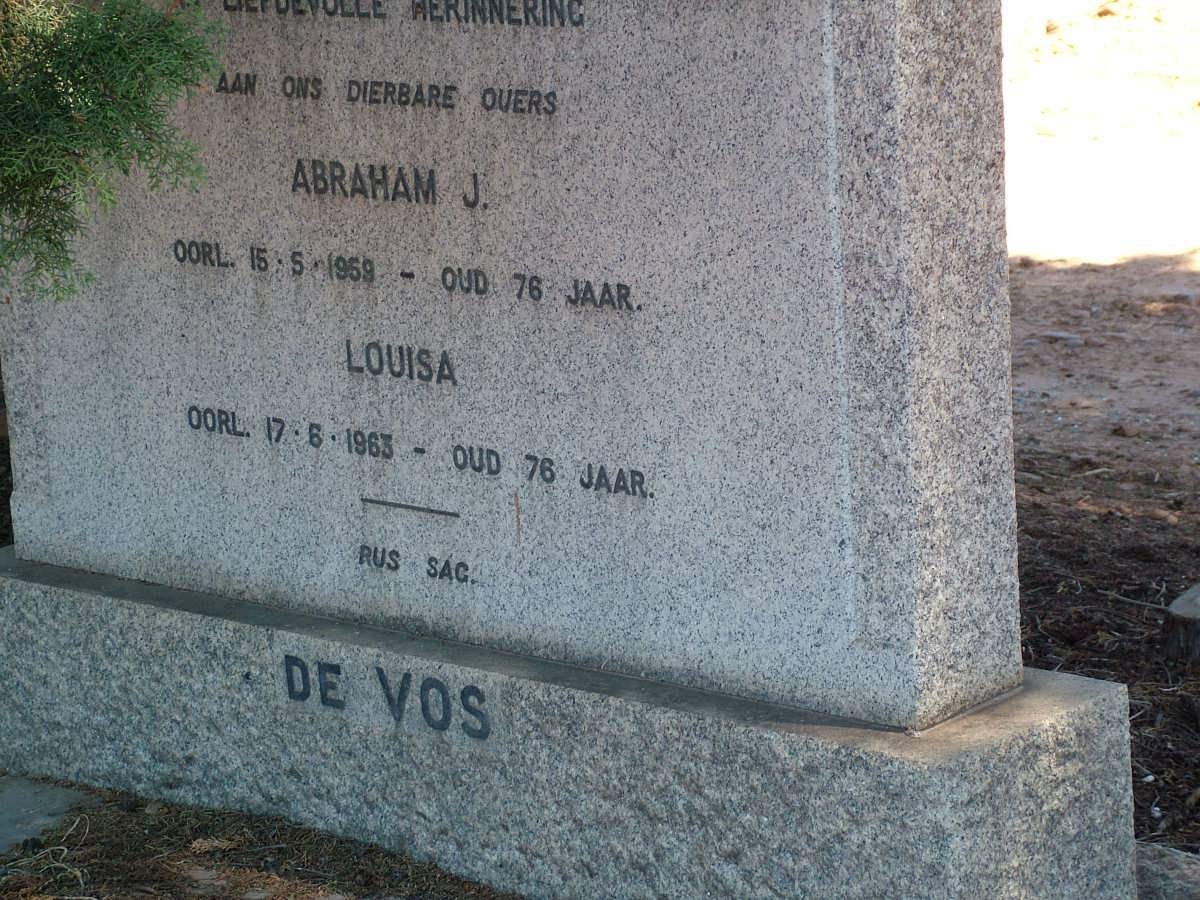 VOS Abraham J., de -1959 &amp; Louisa -1963