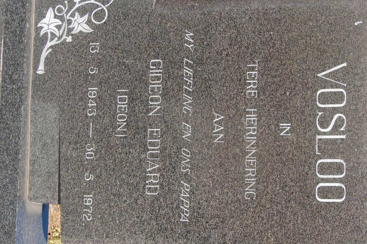 VOSLOO Gideon Eduard 1943-1972
