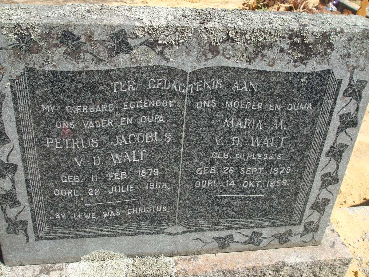 WALT Petrus Jacobus, V.D. 1879-1958 & Maria M. DU PLESSIS 1879-1959