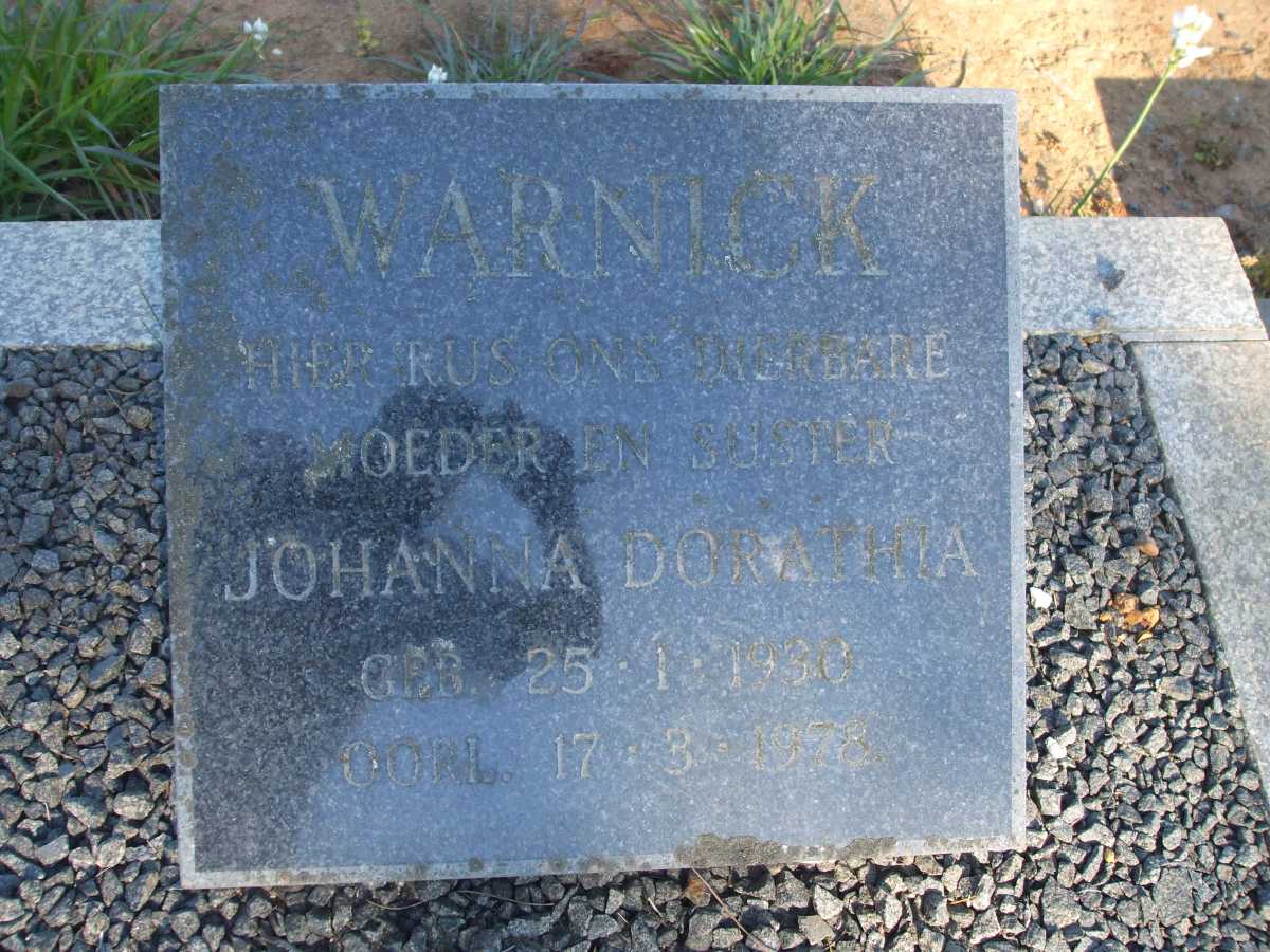 WARNICK Johanna Dorathia 1930-1978