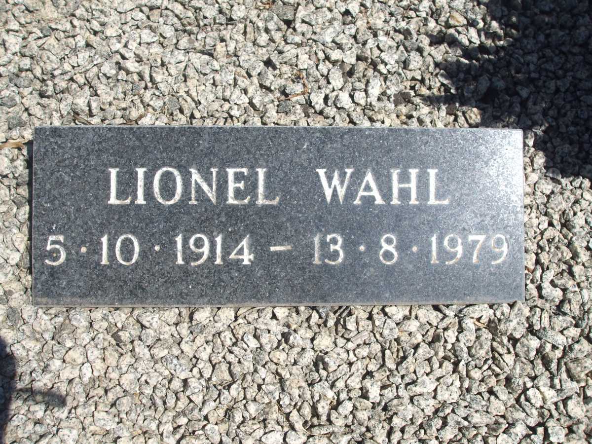 WAHL Lionel 1914-1979 & Cornelia Aletta BESTBIER 1920-1999