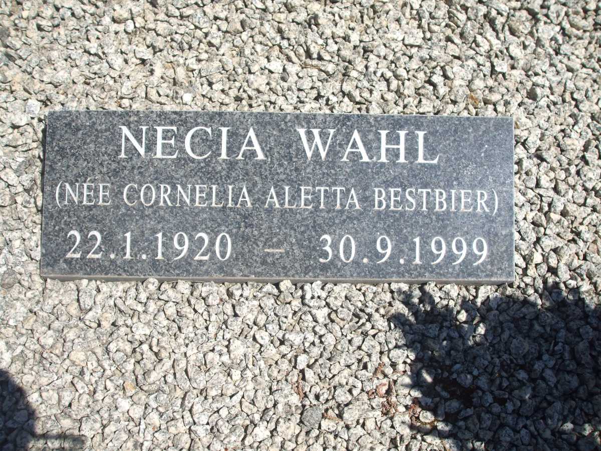 WAHL Lionel 1914-1979 & Cornelia Aletta BESTBIER 1920-1999