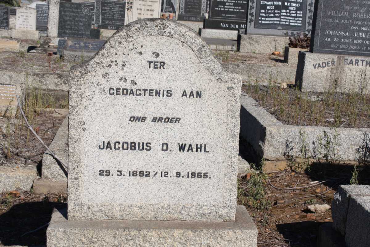 WAHL Jacobus D. 1892-1965