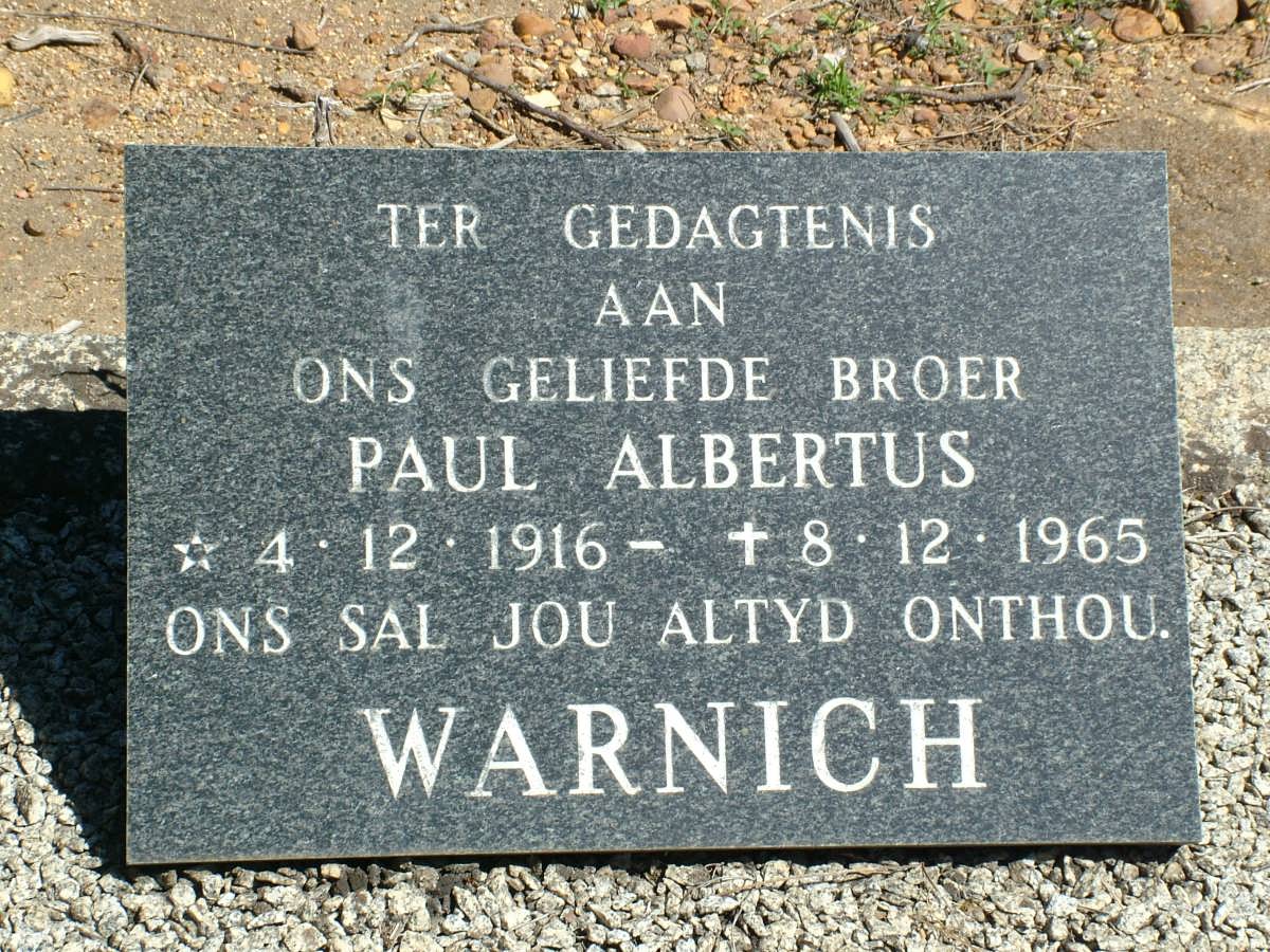 WARNICH Paul Albertus 1916-1965