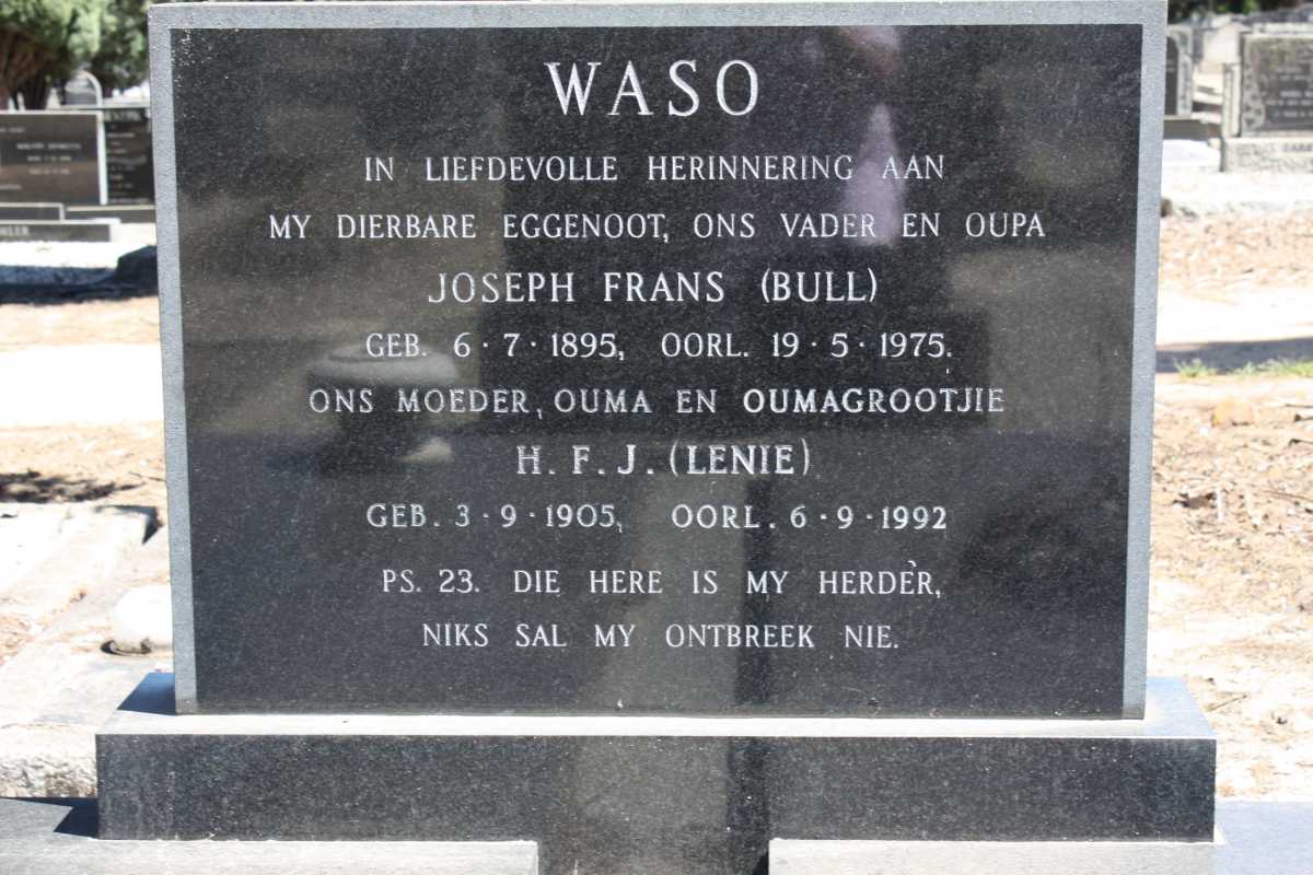 WASO Joseph Frans 1895-1975 & H.F.J. 1905-1992