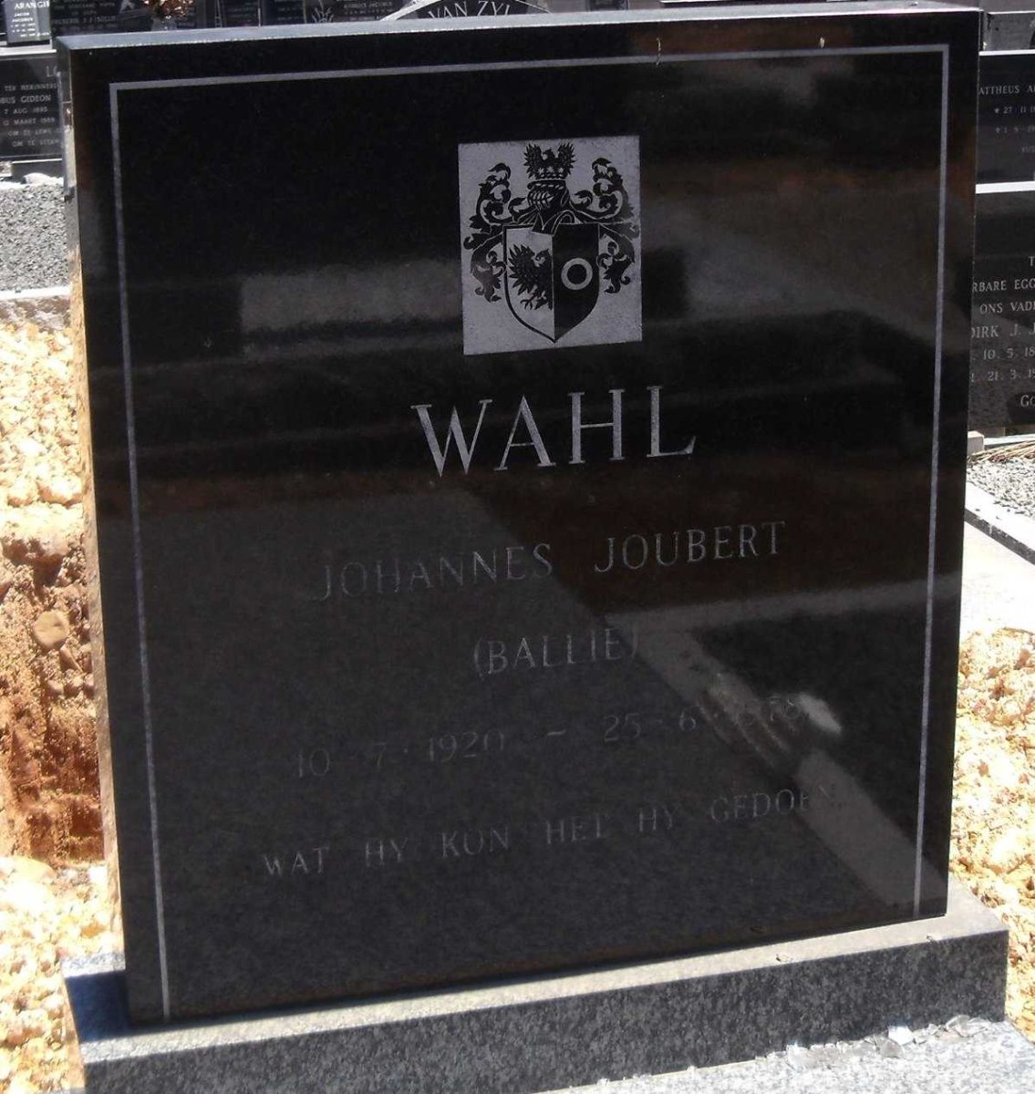 WAHL Johannes Joubert 1920-1978