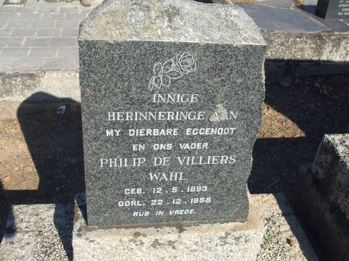 WAHL Philip De Villiers 1893-1958