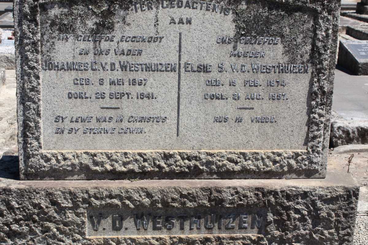 WESTHUIZEN C., V.D. 1867-1941 & Elsie S. 1874-1957