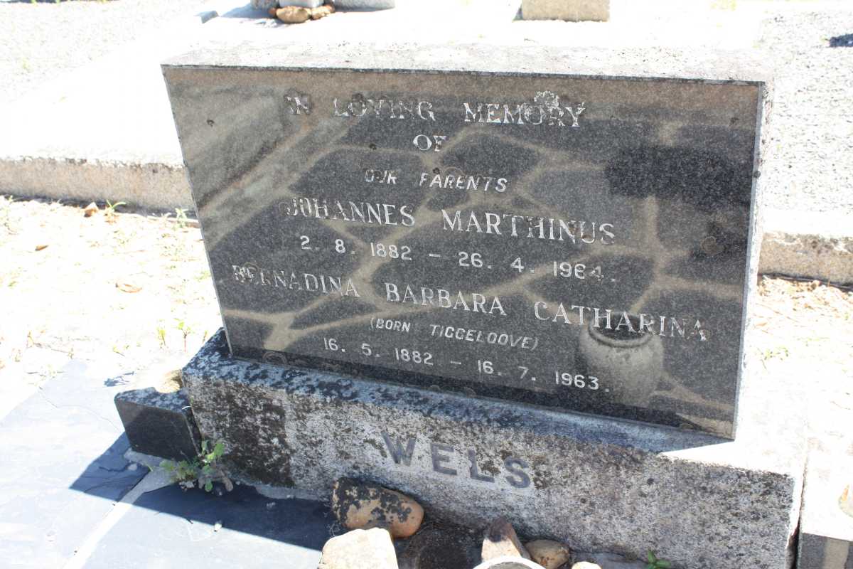 WELS Johannes Marthinus 1882-1964 & Bernadina Barbara Catharina TIGGELOOVE 1882-1963