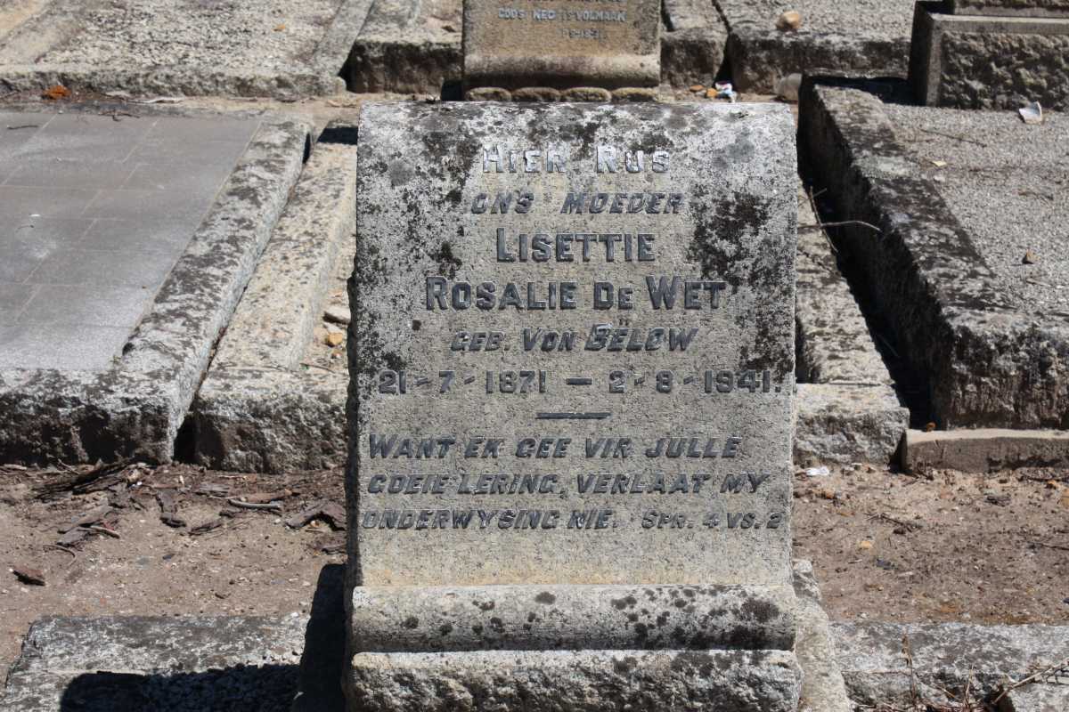 WET Lisettie Rosalie, de nee VON BELOW 1871-1941