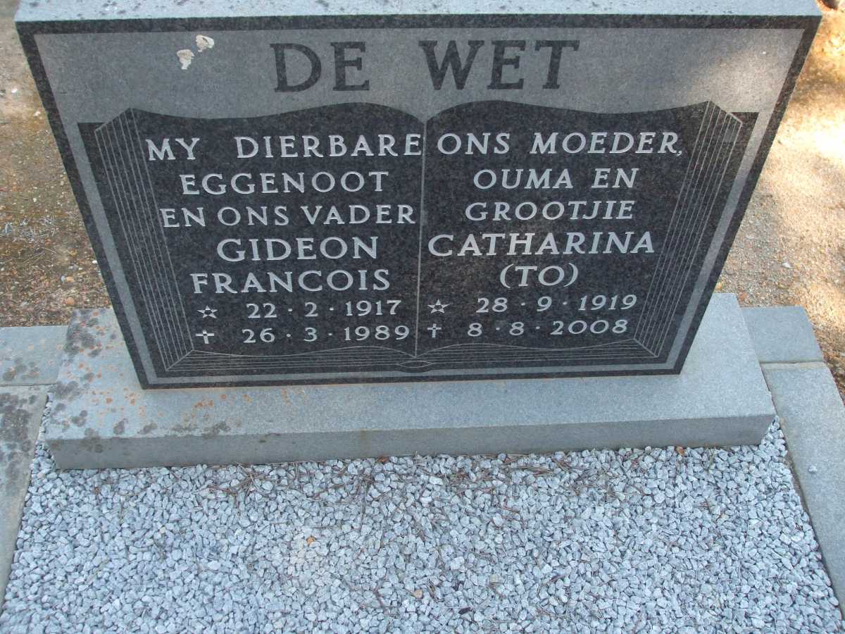WET Gideon Francois, de 1917-1989 & Catharina 1919-2008