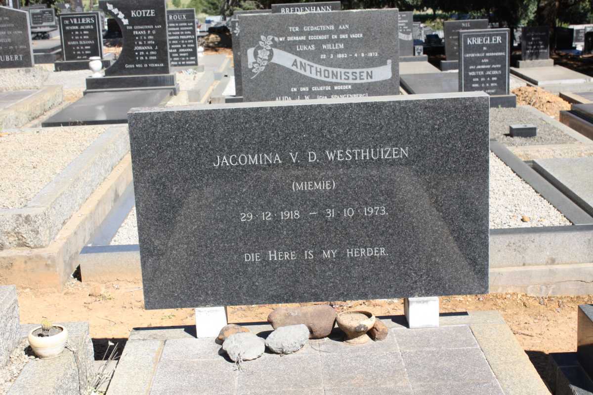 WESTHUIZEN Jacomina, V.D. 1918-1973