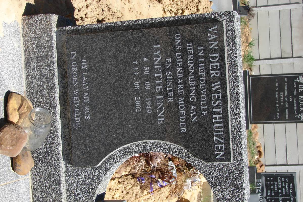 WESTHUIZEN Lynette Enne, van der 1949-2002