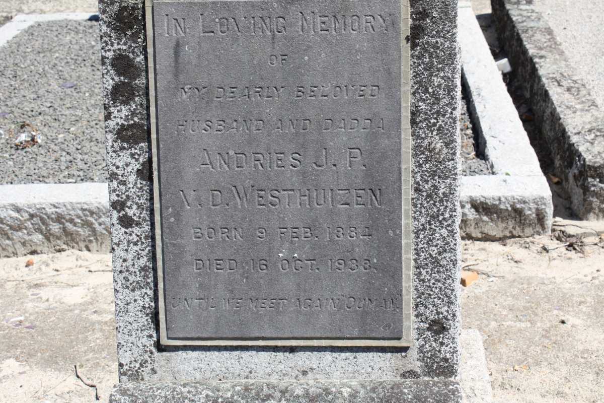 WESTHUIZEN Andries J.P., V.D. 1884-1938