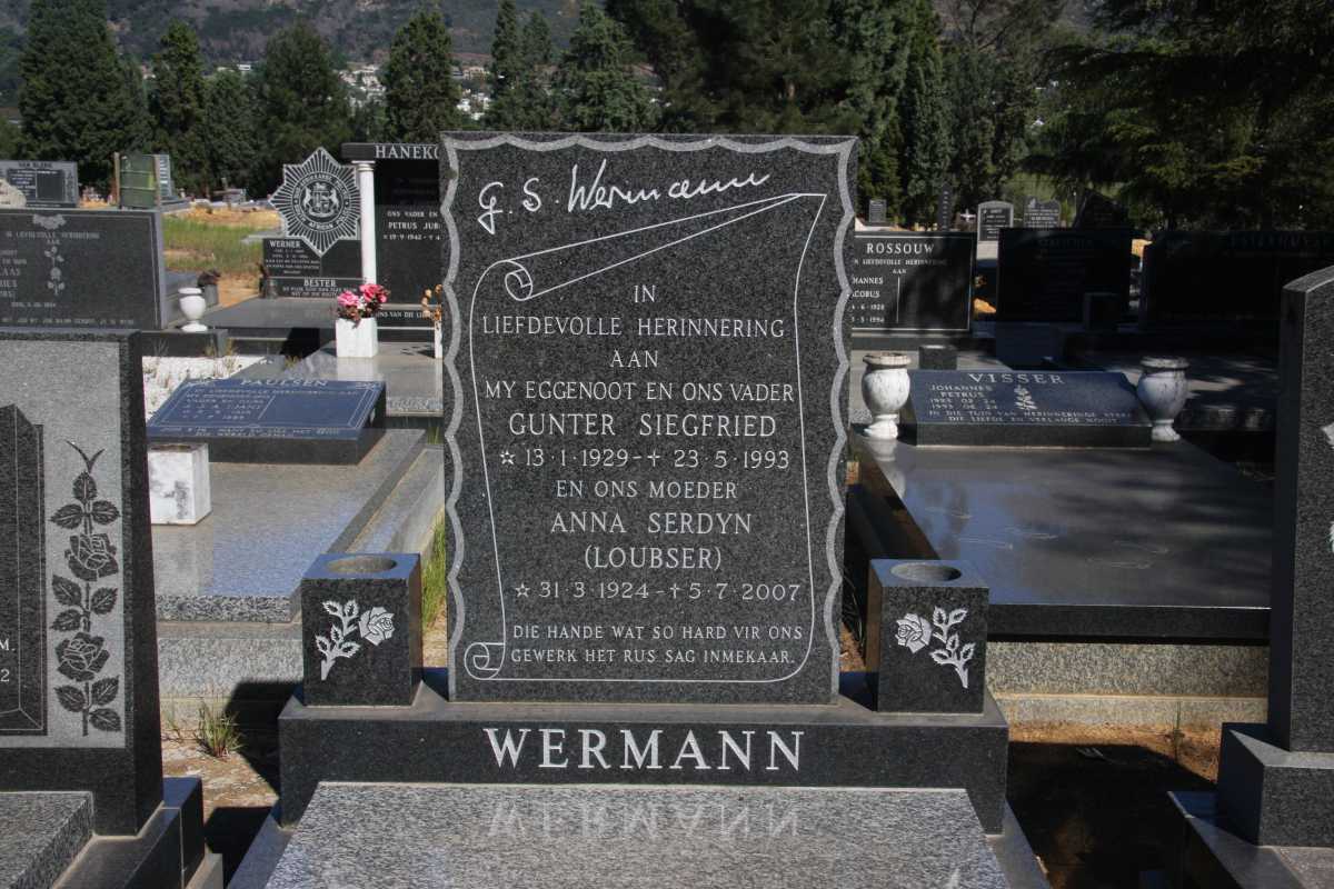 WERMANN Gunter Siegfried 1929-1993 & Anna Serdyn LOUBSER 1924-2007