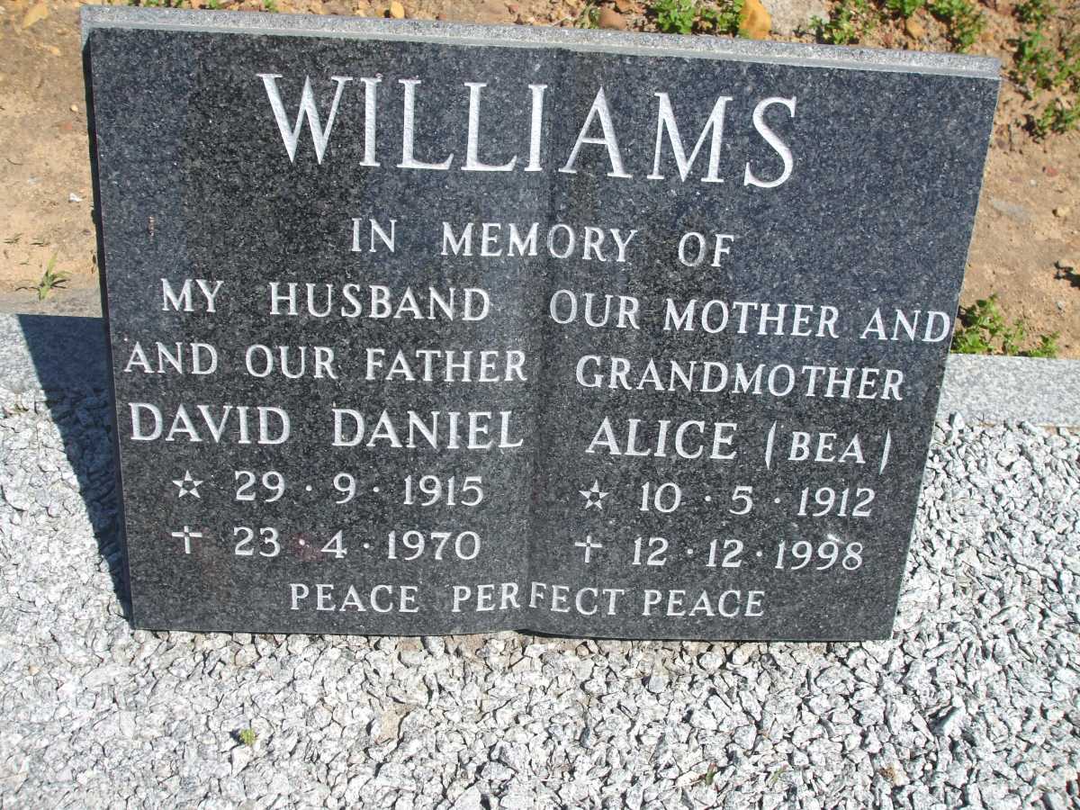 WILLIAMS David Daniel 1915-1970 & Alice 1912-1998