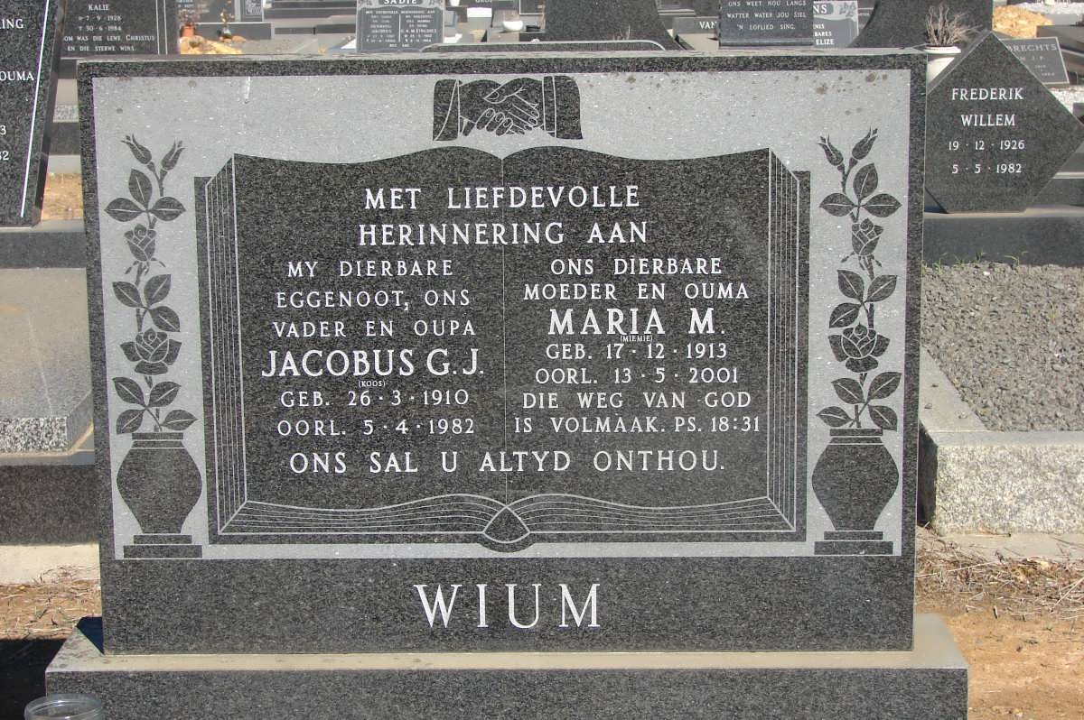 WIUM Jacobus G.J. 1910-1982 & Maria M. 1913-2001