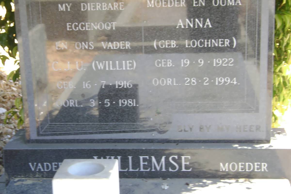 WILLEMSE C.J.U. 1916-1981 & Anna LOCHNER 1922-1994