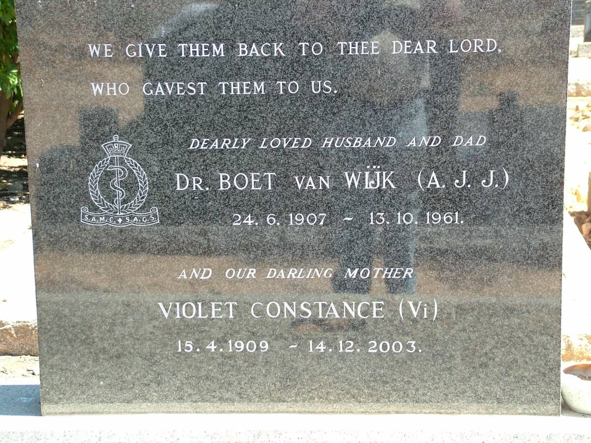 WIJK A.J.J., van 1907-1961 & Violet Constance 1909-2003
