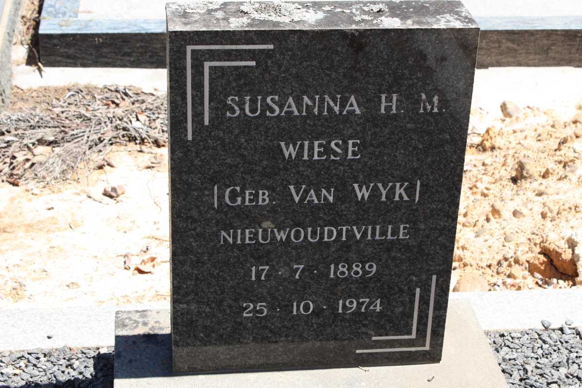 WIESE Susanna H.M., nee VAN WYK 1889-1974