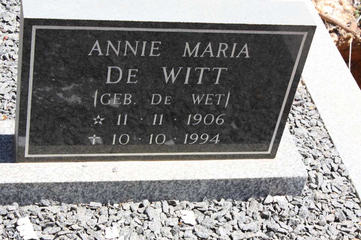 WITT Annie Marie, de nee DE WET 1906-1994