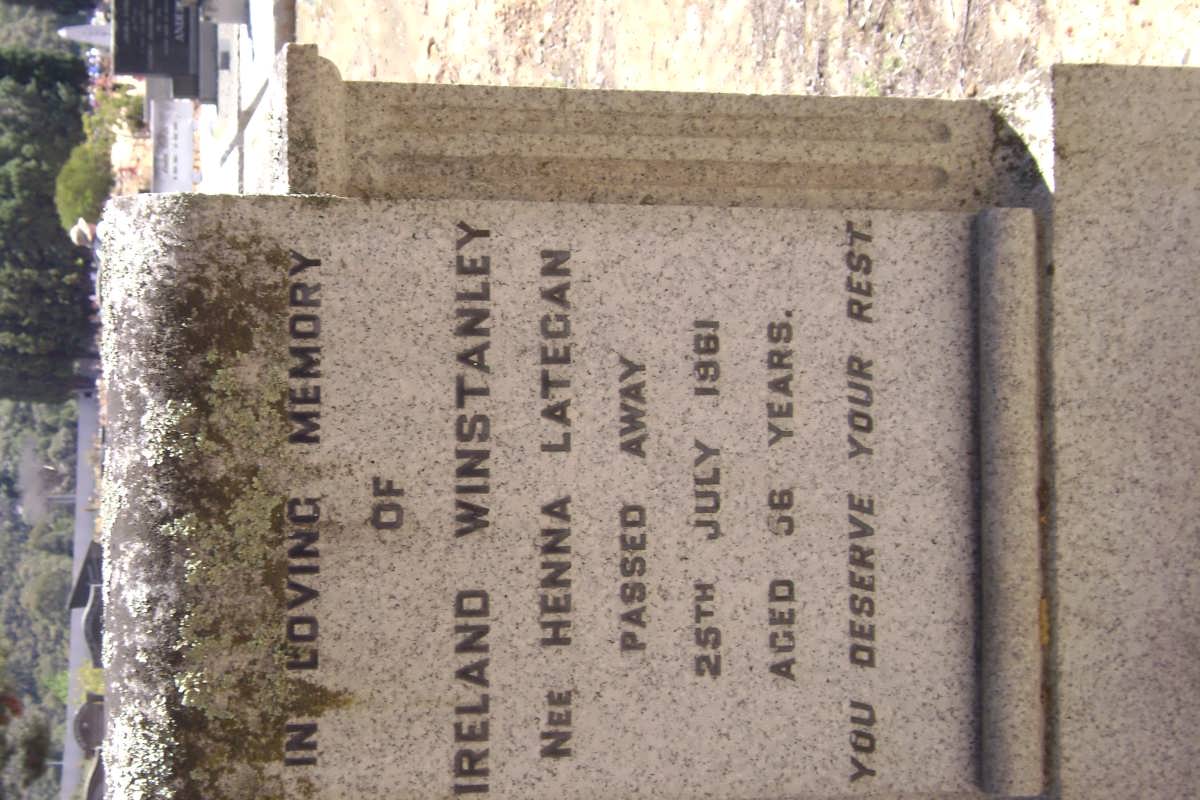 WINSTANLEY Ireland nee Henna LATEGAN -1961