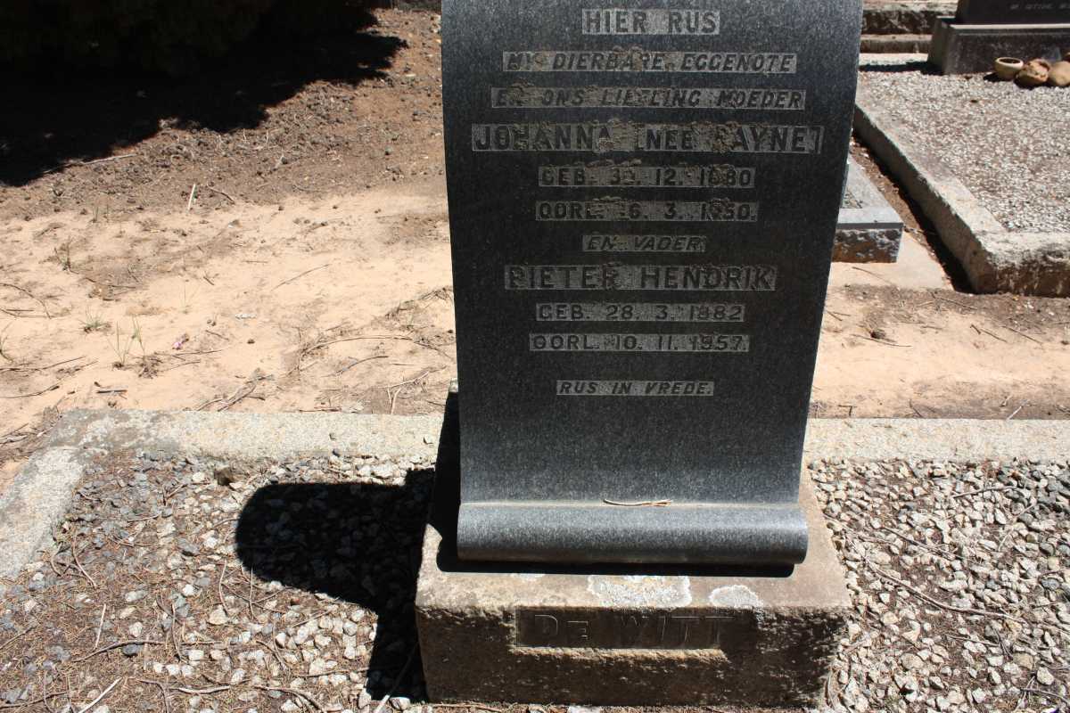 WITT Pieter Hendrik, de 1882-1957 & Johanna PAYNE 1880-1950