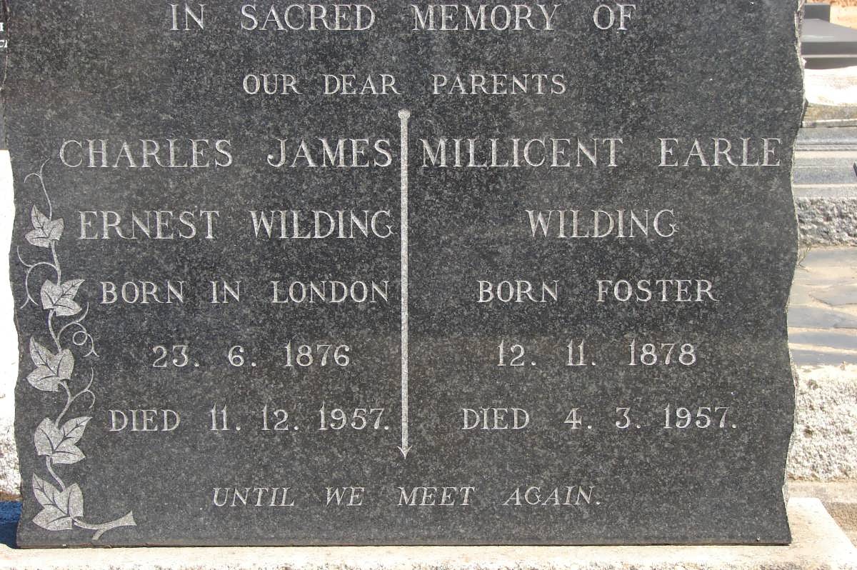 WILDING Charles James Ernest 1876-1957 & Millicent Earle FOSTER 1878-1957