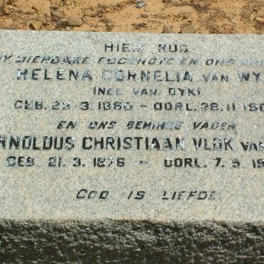 WYK Arnoldus Christiaan Vlok, van 1876-1903 & Helena Cornelia VAN DYK 1880-1902