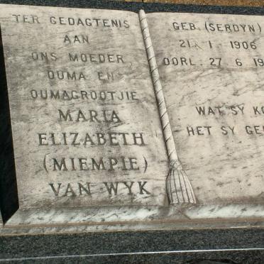 WYK Maria Elizabeth, van nee SERDYN 1906-1990