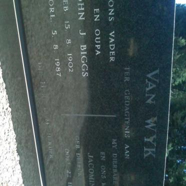 WYK John J. Biggs, van 1902-1987 & Jacomina C. DELPORT 1907-1975