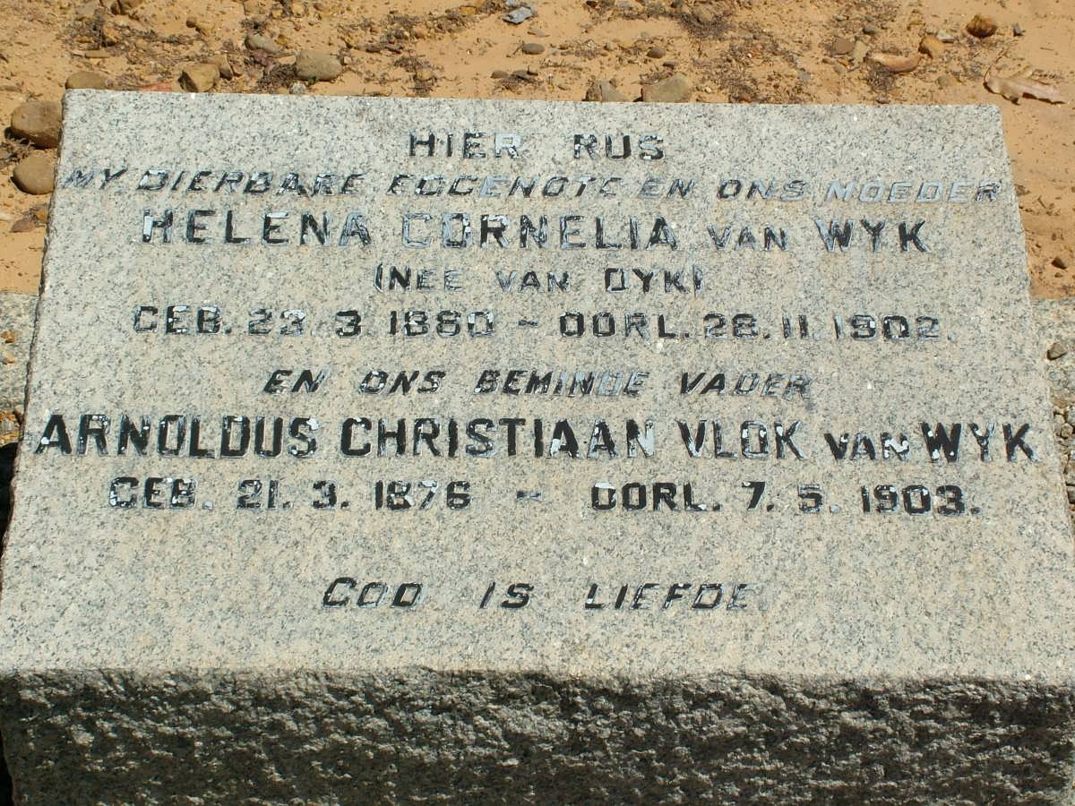 WYK Arnoldus Christiaan Vlok, van 1876-1903 & Helena Cornelia VAN DYK 1880-1902