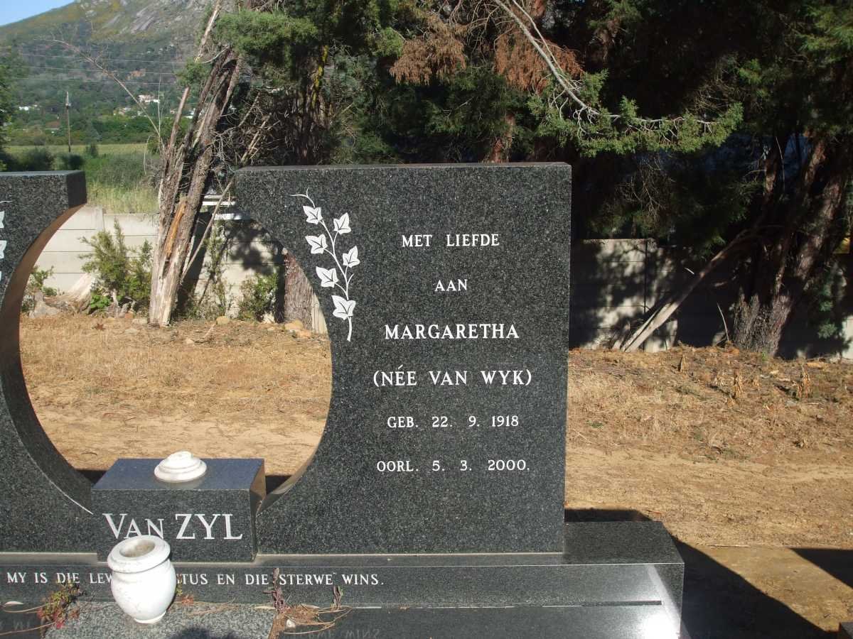 ZYL Margaretha, van nee VAN WYK 1918-2000