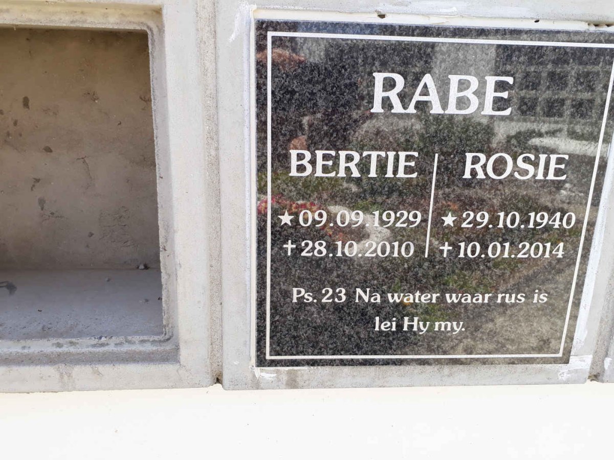 RABE Bertie 1929-2010 &amp; Rosie 1940-2014