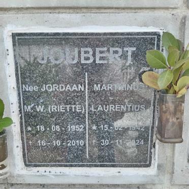 JOUBERT Marthinus Laurentius 1942-2024 & M.W. JORDAAN 1952-2010