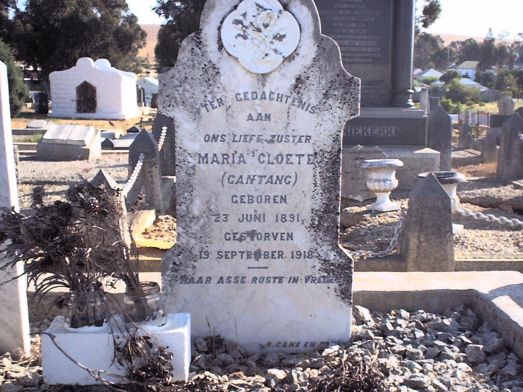 CLOETE Maria nee GANTANG 1891-1918