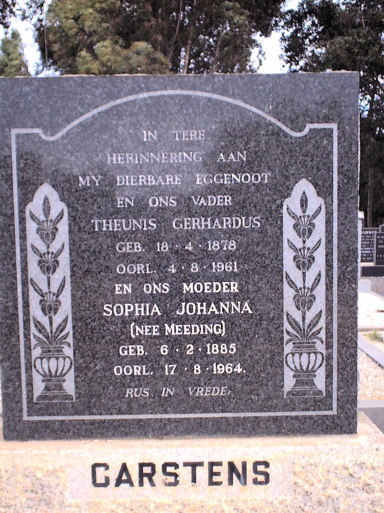 CARSTENS Theunis Gerhardus 1878-1961 &amp; Sophia Johanna MEEDING 1885-1964