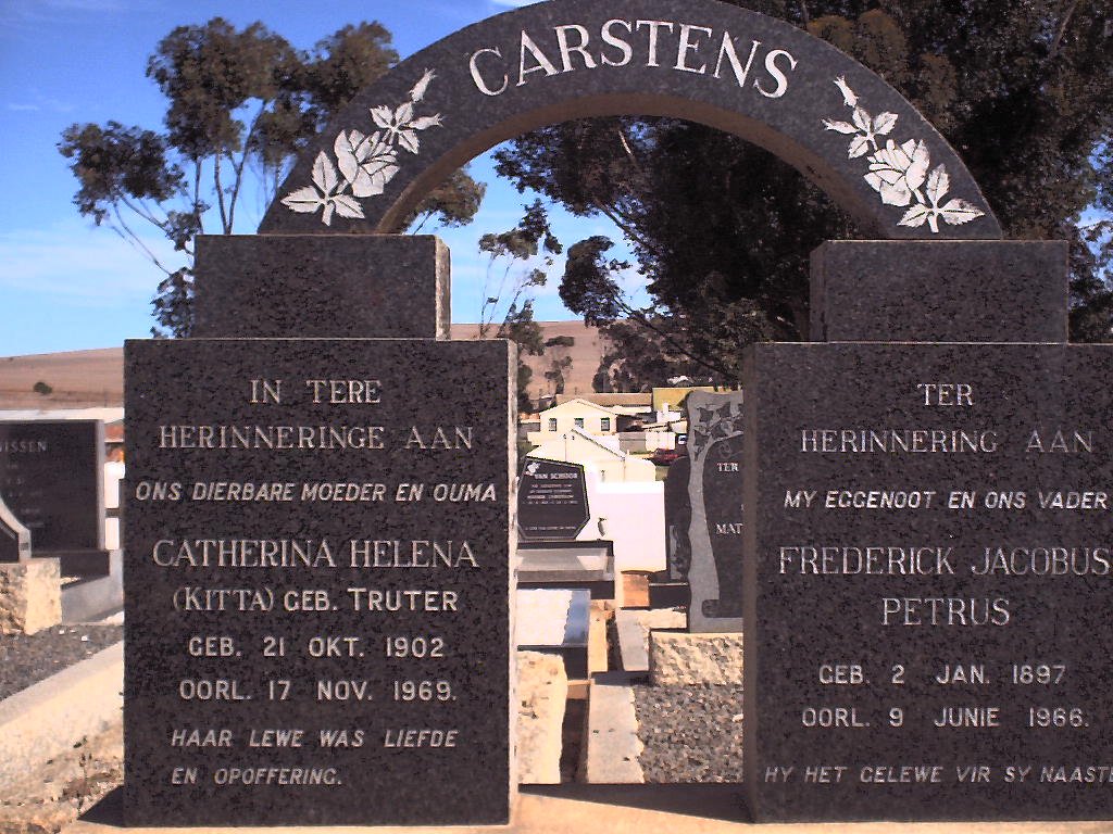 CARSTENS Frederick Jacobus Petrus 1897-1966 &amp; Catherina Helena TRUTER 1902-1969