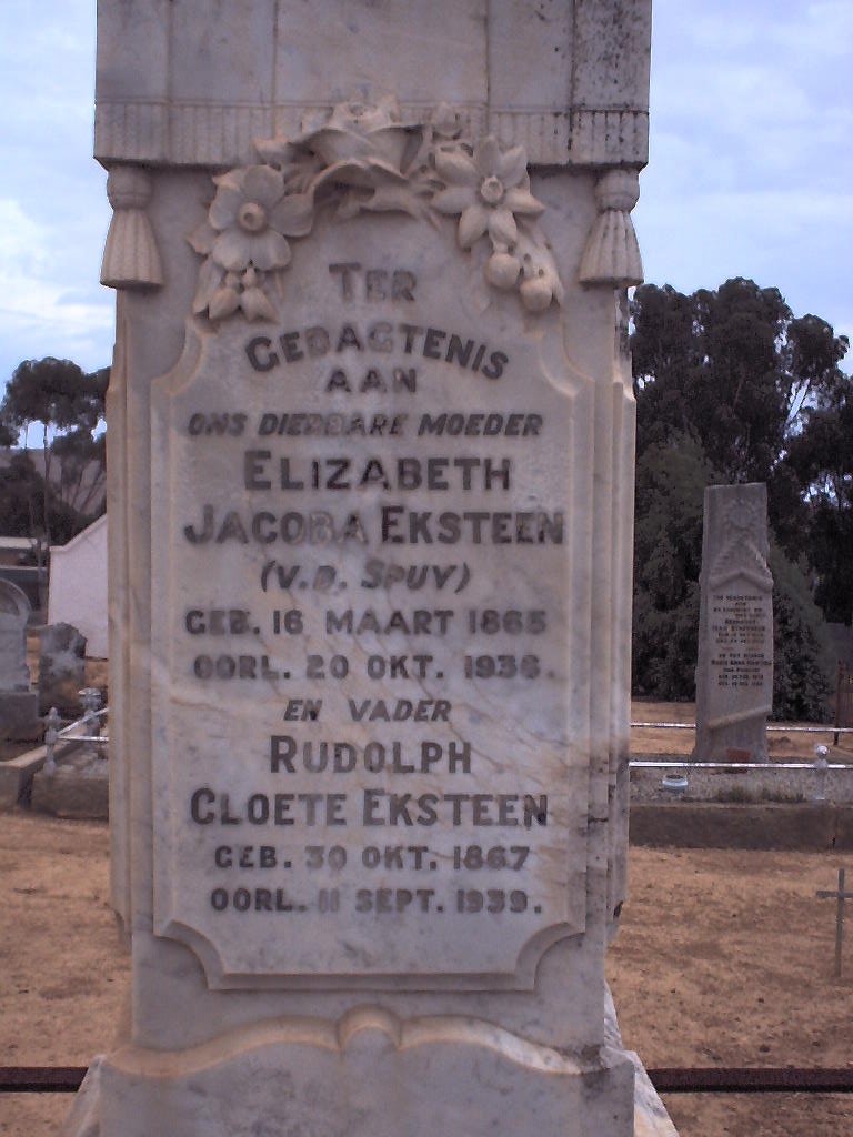 EKSTEEN Rudolph Cloete 1867-1939 &amp; Elizabeth Jacoba V.D. SPUY 1865-1936