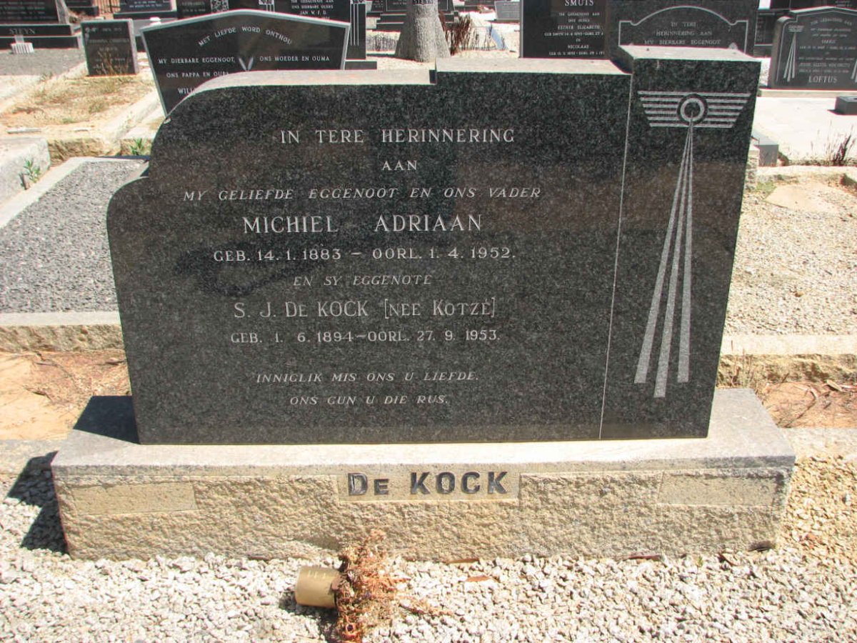KOCK Michiel Adriaan, de 1883-1952 &amp; S.J. KOTZE 1894-1953