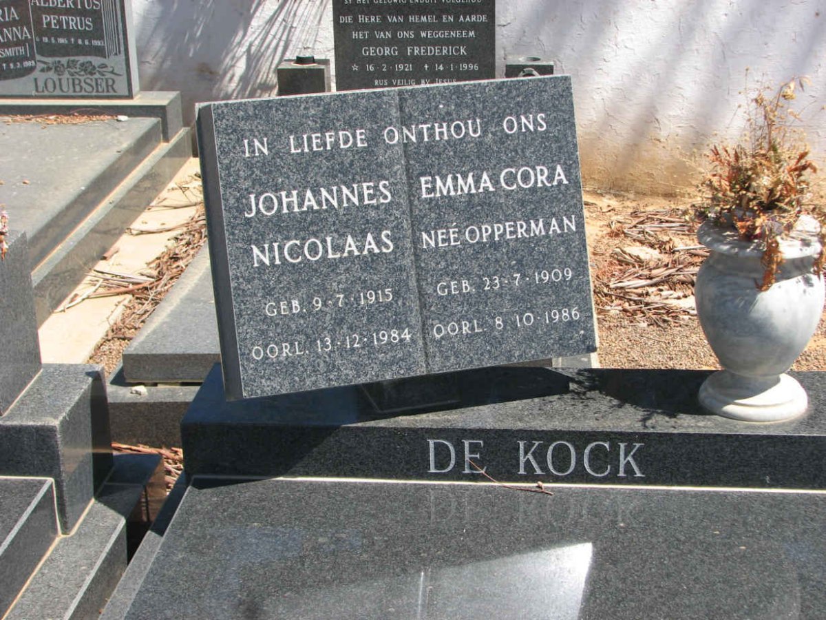 KOCK Johannes Nicolaas, de 1915-1984 &amp; Emma Cora OPPERMAN 1909-1986